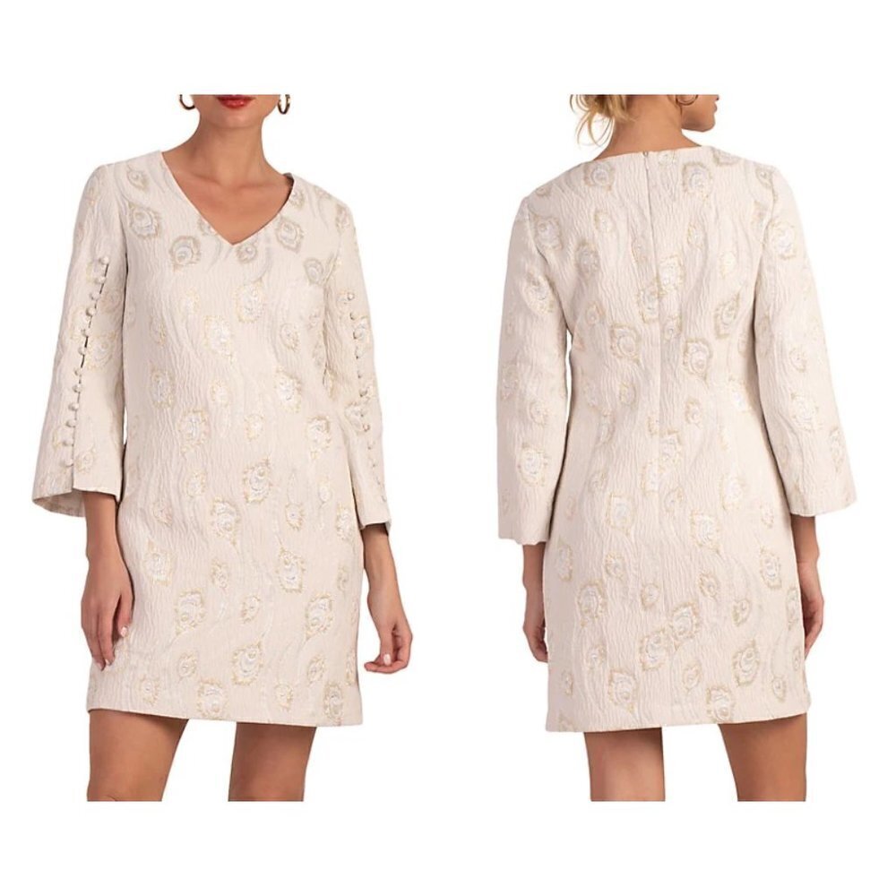 💕TRINA TURK💕 The Selfie Dress ~ Pavo Jacquard Winter White 10 NWT